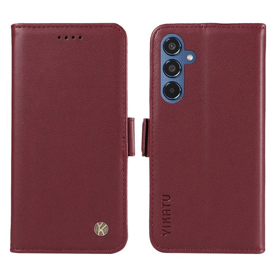 YIKATU YK-003 For Samsung Galaxy M35 5G Case Flip Wallet Shockproof Leather Phone Cover - Wine Red
