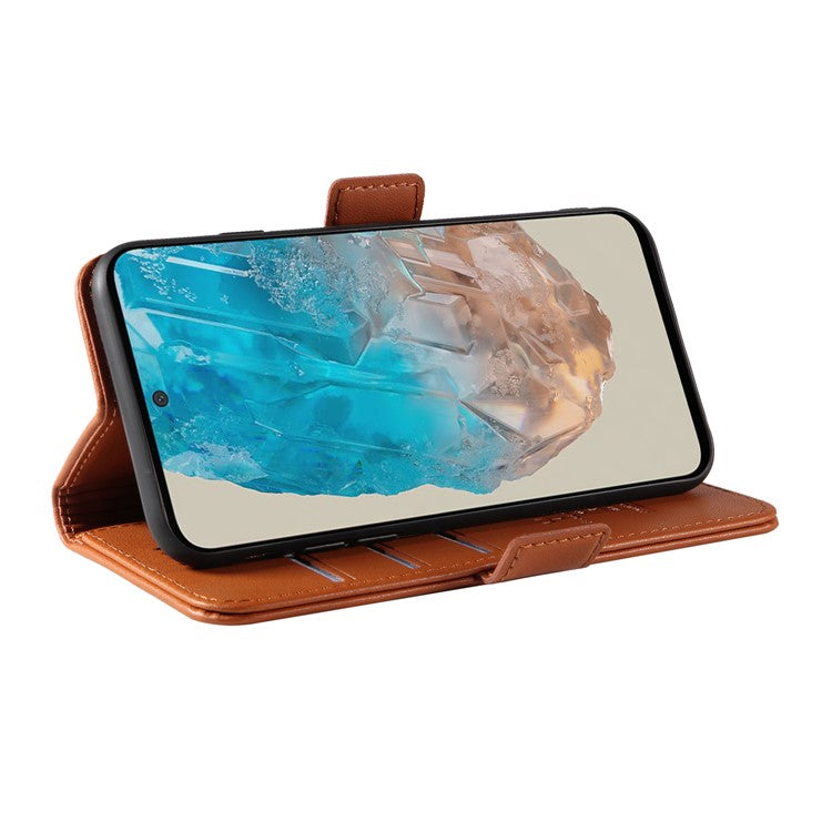 YIKATU YK-003 For Samsung Galaxy M35 5G Case Flip Wallet Shockproof Leather Phone Cover - Brown