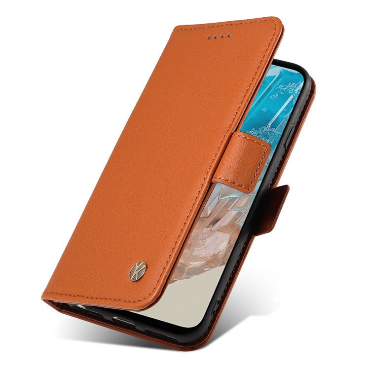 YIKATU YK-003 For Samsung Galaxy M35 5G Case Flip Wallet Shockproof Leather Phone Cover - Brown