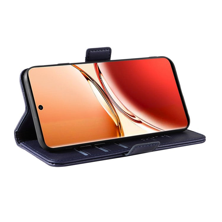 YIKATU YK-003 For Oppo Reno12 F 4G Case Wallet Leather Phone Cover Sided-Magnetic Clasp - Sapphire