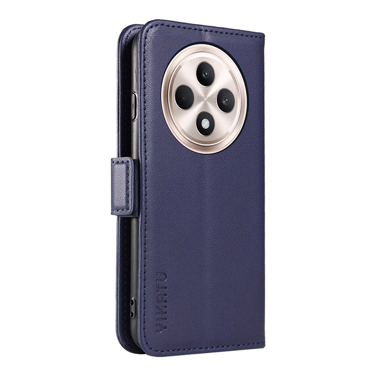 YIKATU YK-003 For Oppo Reno12 F 4G Case Wallet Leather Phone Cover Sided-Magnetic Clasp - Sapphire