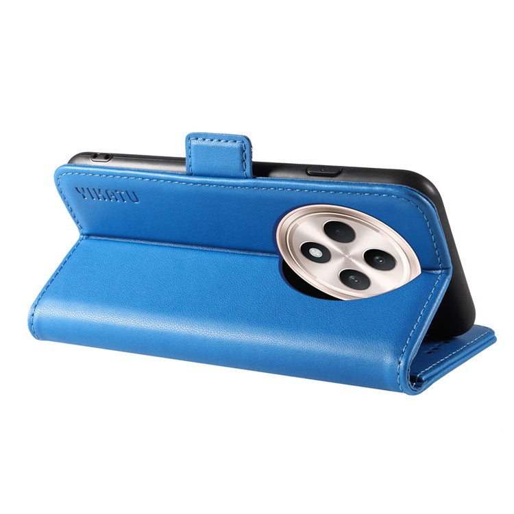 YIKATU YK-003 For Oppo Reno12 F 4G Case Wallet Leather Phone Cover Sided-Magnetic Clasp - Sky Blue