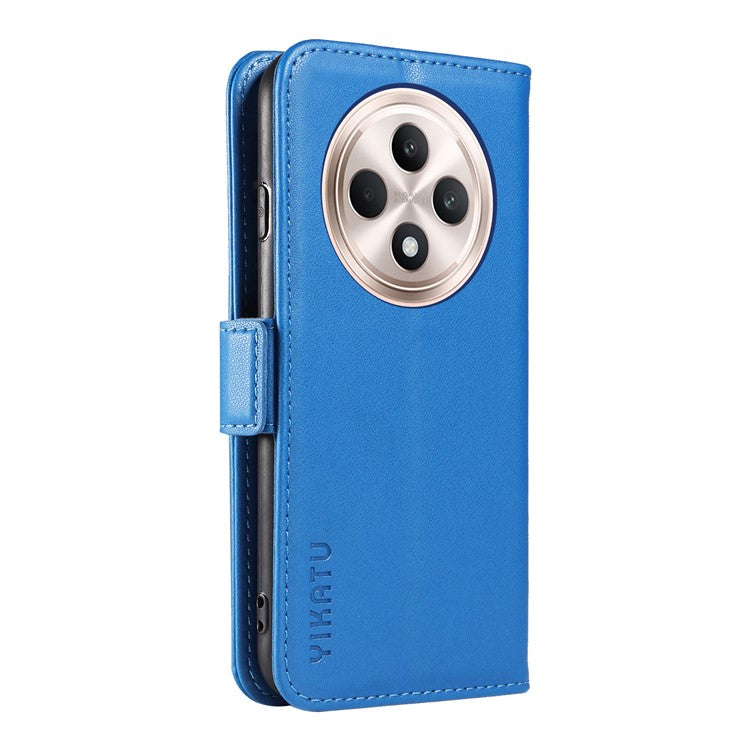 YIKATU YK-003 For Oppo Reno12 F 4G Case Wallet Leather Phone Cover Sided-Magnetic Clasp - Sky Blue