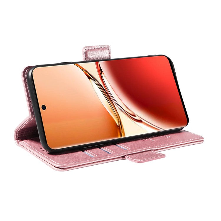 YIKATU YK-003 For Oppo Reno12 F 4G Case Wallet Leather Phone Cover Sided-Magnetic Clasp - Rose Gold