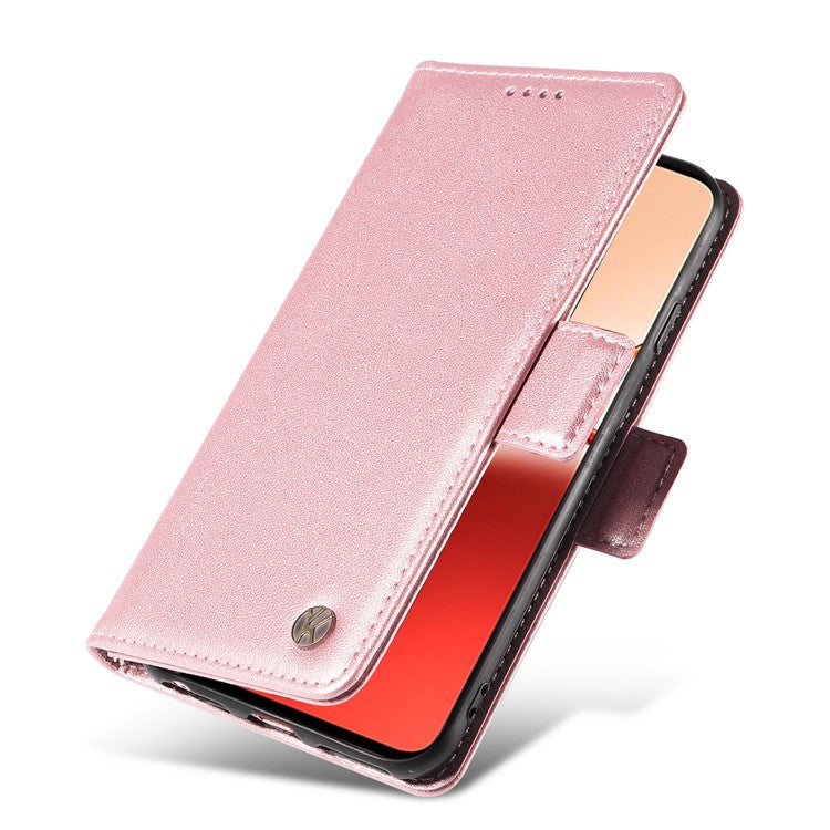 YIKATU YK-003 For Oppo Reno12 F 4G Case Wallet Leather Phone Cover Sided-Magnetic Clasp - Rose Gold
