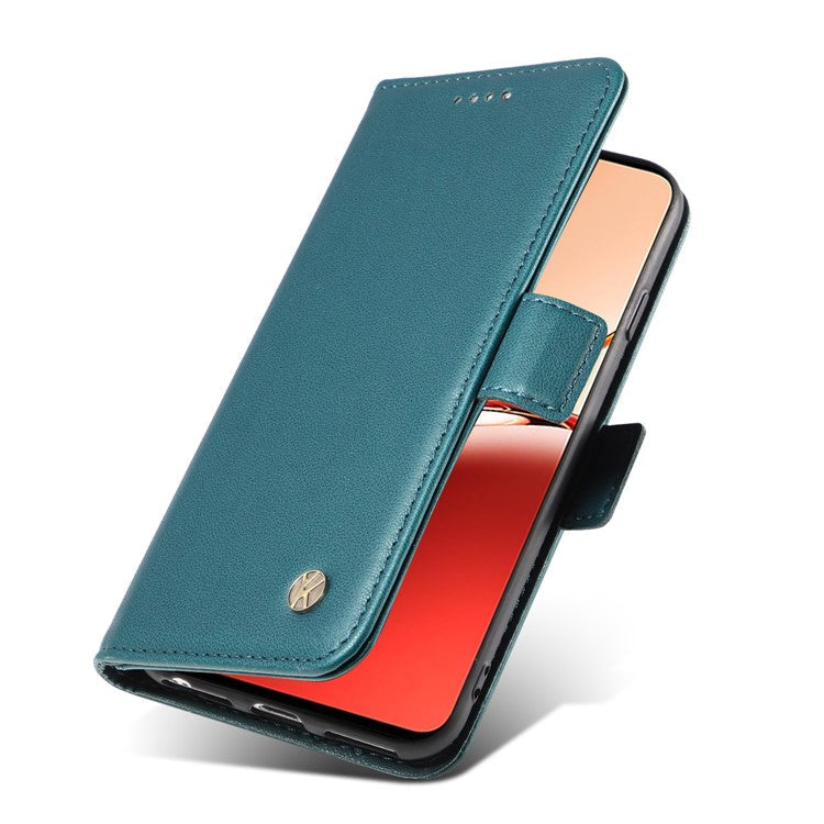 YIKATU YK-003 For Oppo Reno12 F 4G Case Wallet Leather Phone Cover Sided-Magnetic Clasp - Green