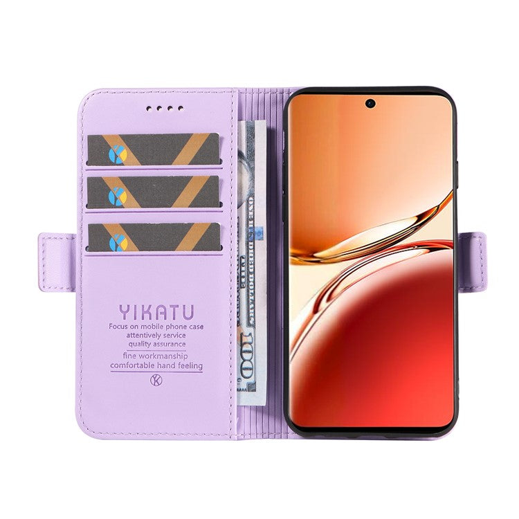 YIKATU YK-003 For Oppo Reno12 F 4G Case Wallet Leather Phone Cover Sided-Magnetic Clasp - Light Purple