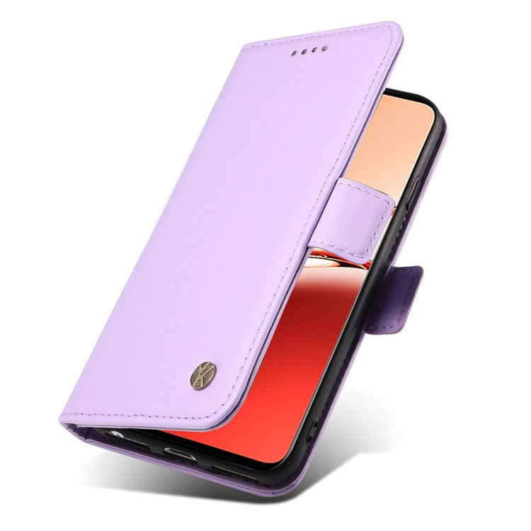 YIKATU YK-003 For Oppo Reno12 F 4G Case Wallet Leather Phone Cover Sided-Magnetic Clasp - Light Purple