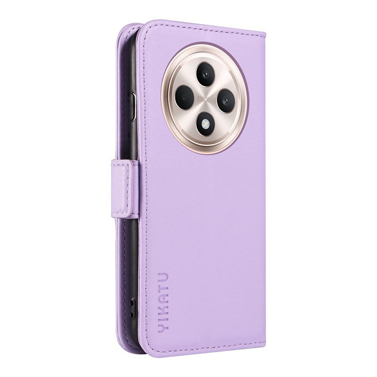 YIKATU YK-003 For Oppo Reno12 F 4G Case Wallet Leather Phone Cover Sided-Magnetic Clasp - Light Purple