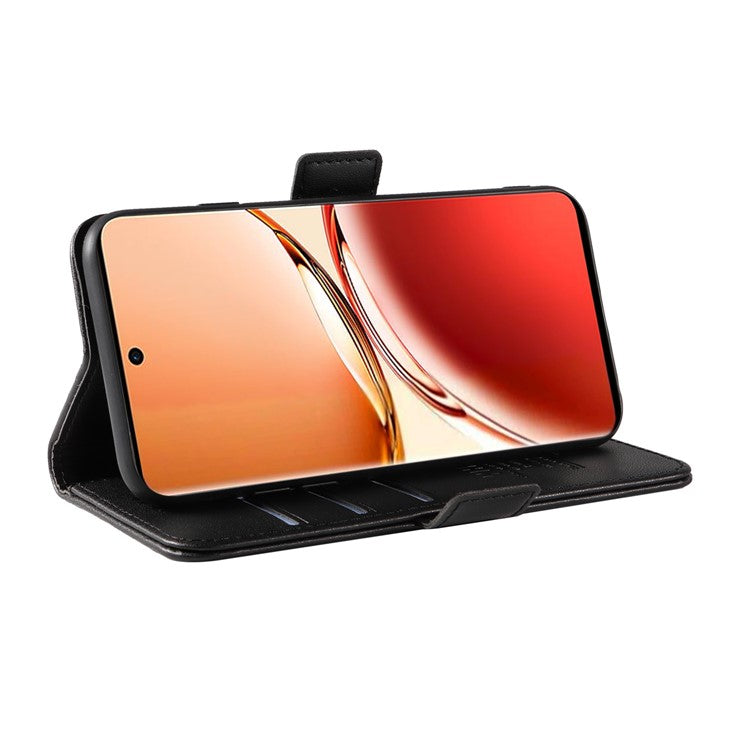 YIKATU YK-003 For Oppo Reno12 F 4G Case Wallet Leather Phone Cover Sided-Magnetic Clasp - Black