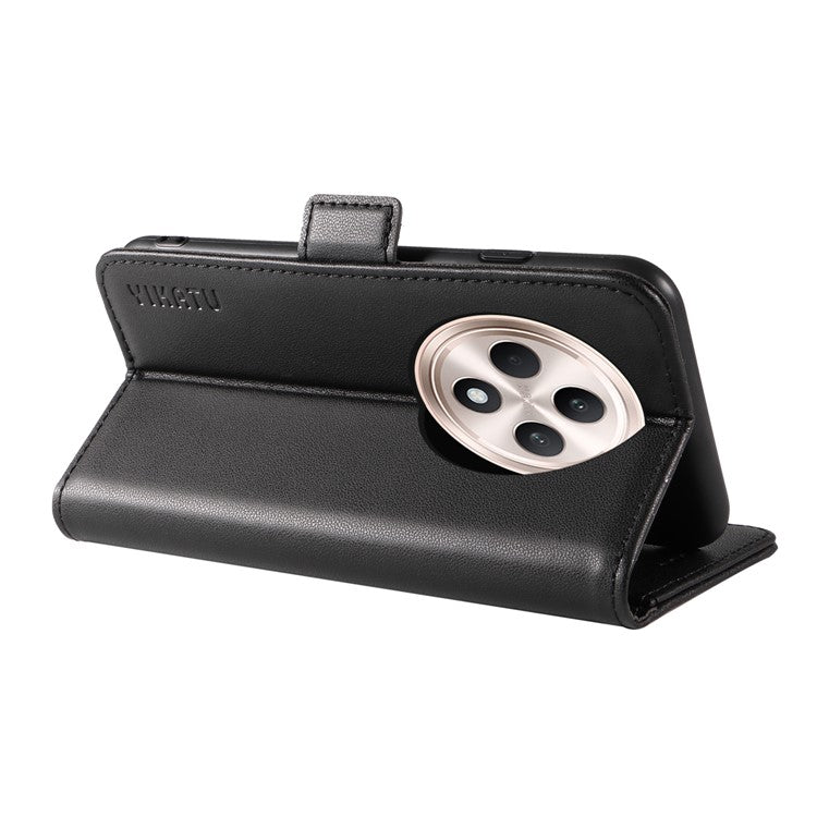 YIKATU YK-003 For Oppo Reno12 F 4G Case Wallet Leather Phone Cover Sided-Magnetic Clasp - Black