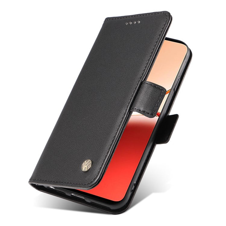 YIKATU YK-003 For Oppo Reno12 F 4G Case Wallet Leather Phone Cover Sided-Magnetic Clasp - Black