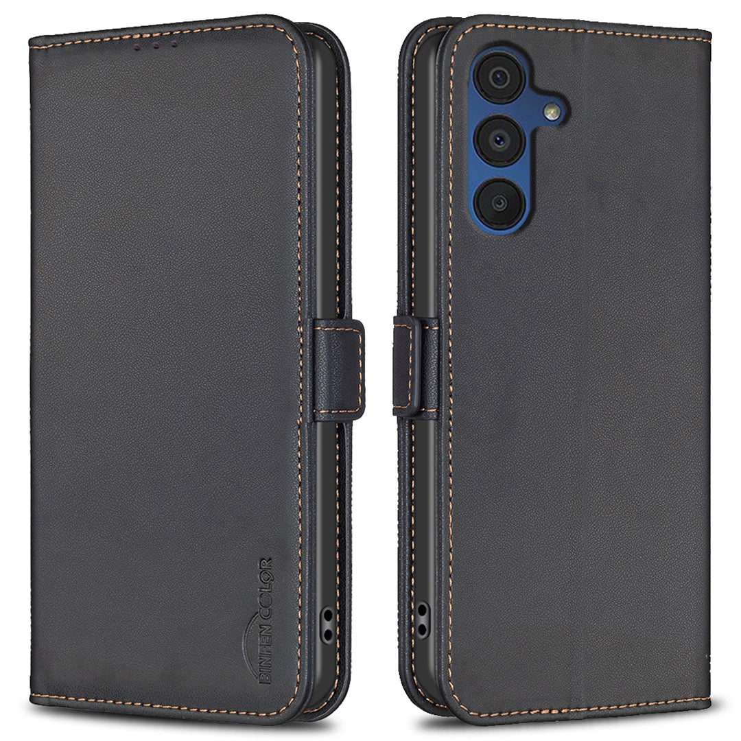 BINFEN COLOR BF31 For Samsung Galaxy A16 5G / A16 4G Wallet Case PU Leather Phone Cover - Black