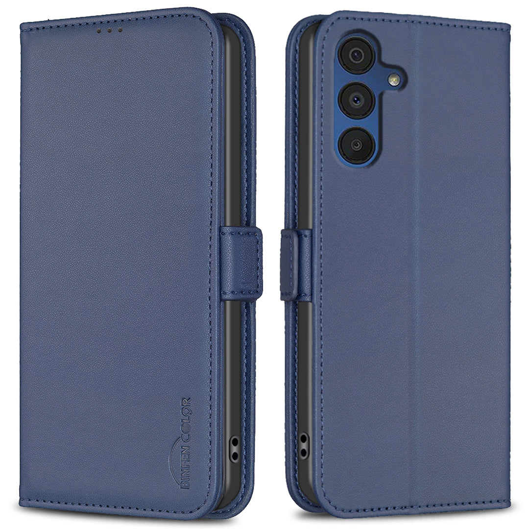 BINFEN COLOR BF31 For Samsung Galaxy A16 5G / A16 4G Wallet Case PU Leather Phone Cover - Blue