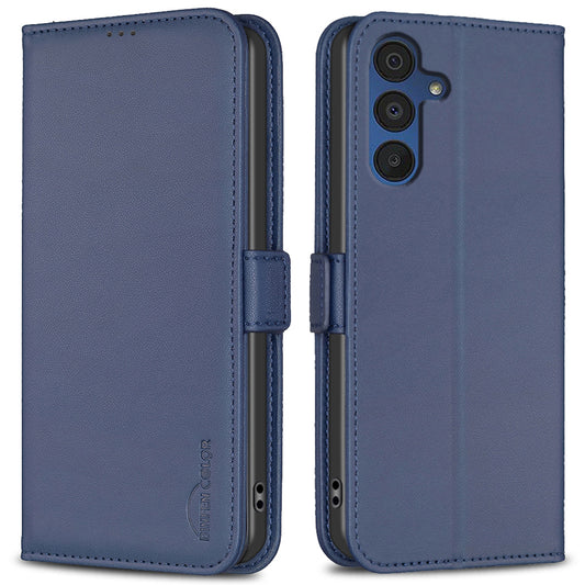 BINFEN COLOR BF31 For Samsung Galaxy A16 5G / A16 4G Wallet Case PU Leather Phone Cover - Blue