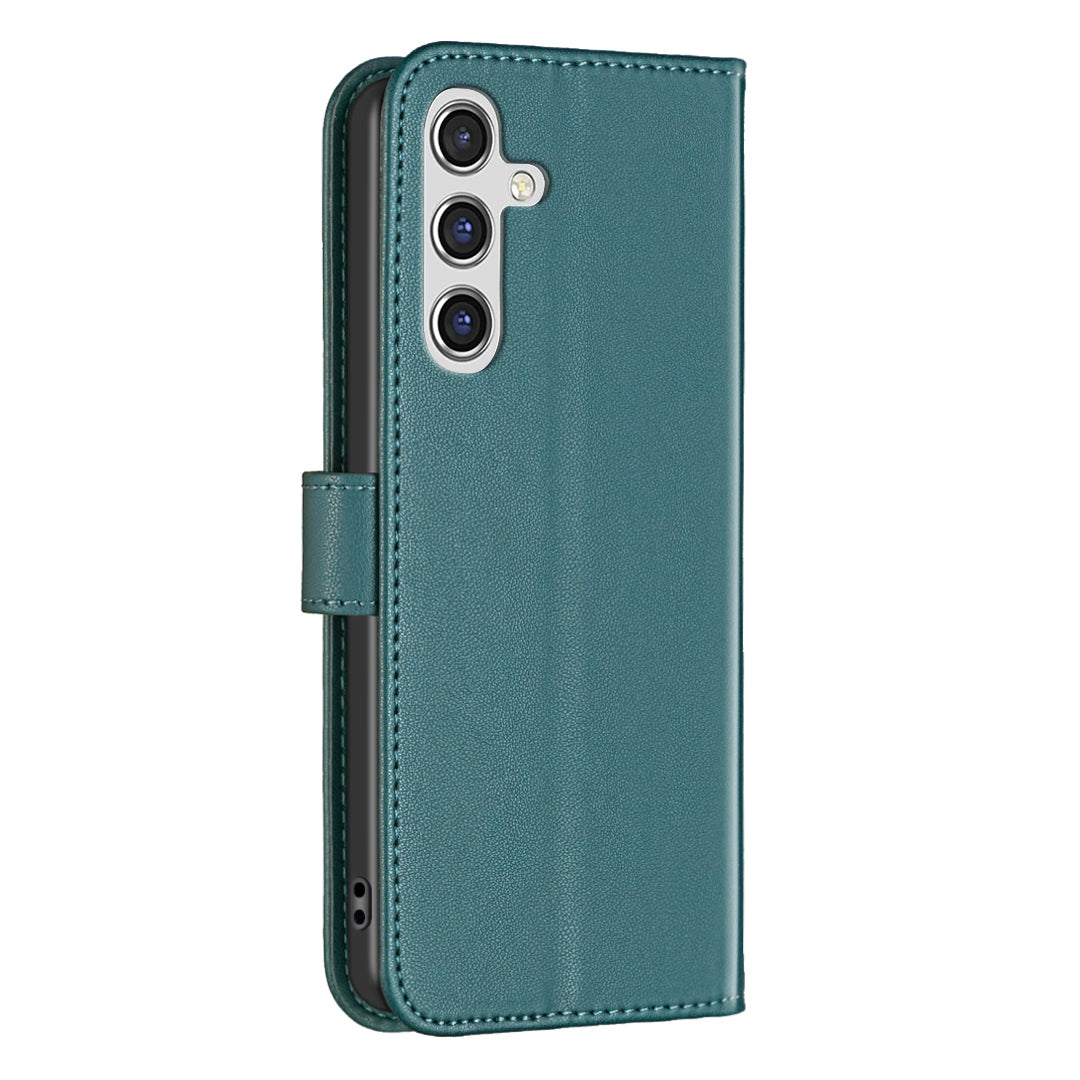 BINFEN COLOR BF17 For Samsung Galaxy A16 5G / A16 4G Leather Case 3 Card Slots Wallet Phone Cover - Green