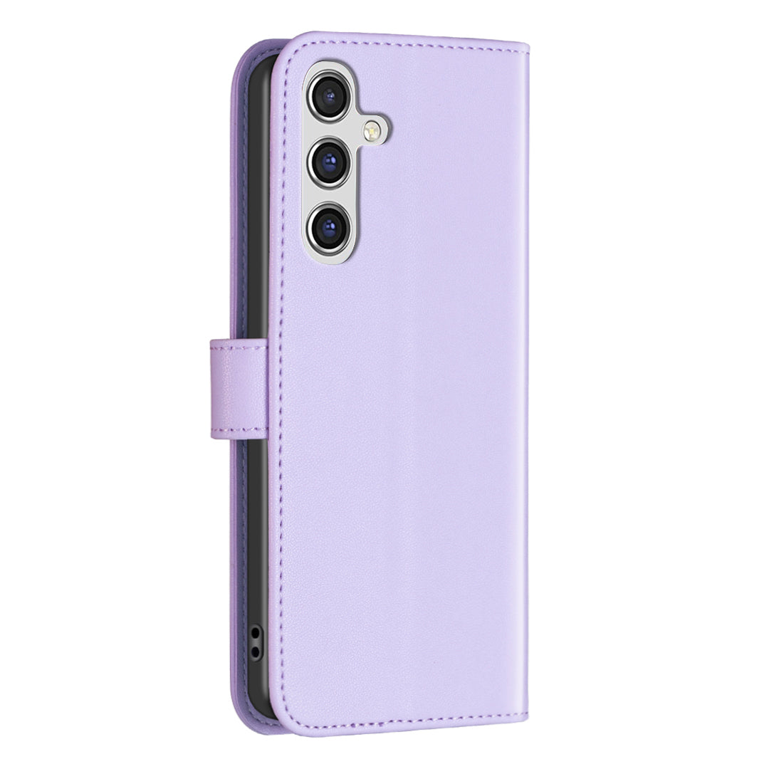 BINFEN COLOR BF17 For Samsung Galaxy A16 5G / A16 4G Leather Case 3 Card Slots Wallet Phone Cover - Purple