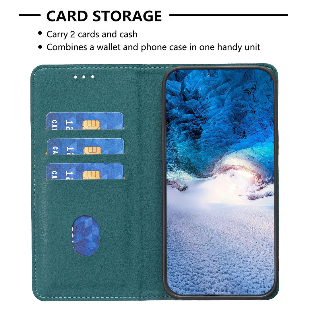 BINFEN COLOR BF18 For Samsung Galaxy A16 5G / A16 4G Case Leather Phone Cover with 3 Card Slots - Green