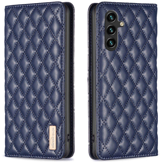 BINFEN COLOR BF Style-16 For Samsung Galaxy A16 5G / A16 4G Case Leather Phone Cover with 2 Card Slots - Blue