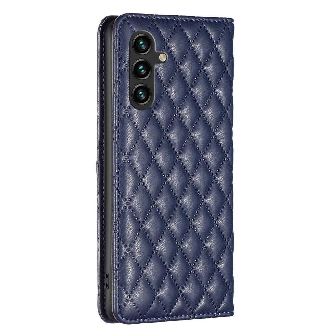 BINFEN COLOR BF Style-16 For Samsung Galaxy A16 5G / A16 4G Case Leather Phone Cover with 2 Card Slots - Blue
