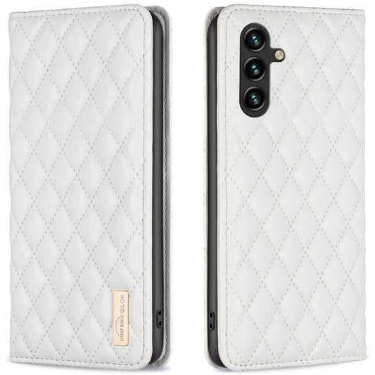 BINFEN COLOR BF Style-16 For Samsung Galaxy A16 5G / A16 4G Case Leather Phone Cover with 2 Card Slots - White