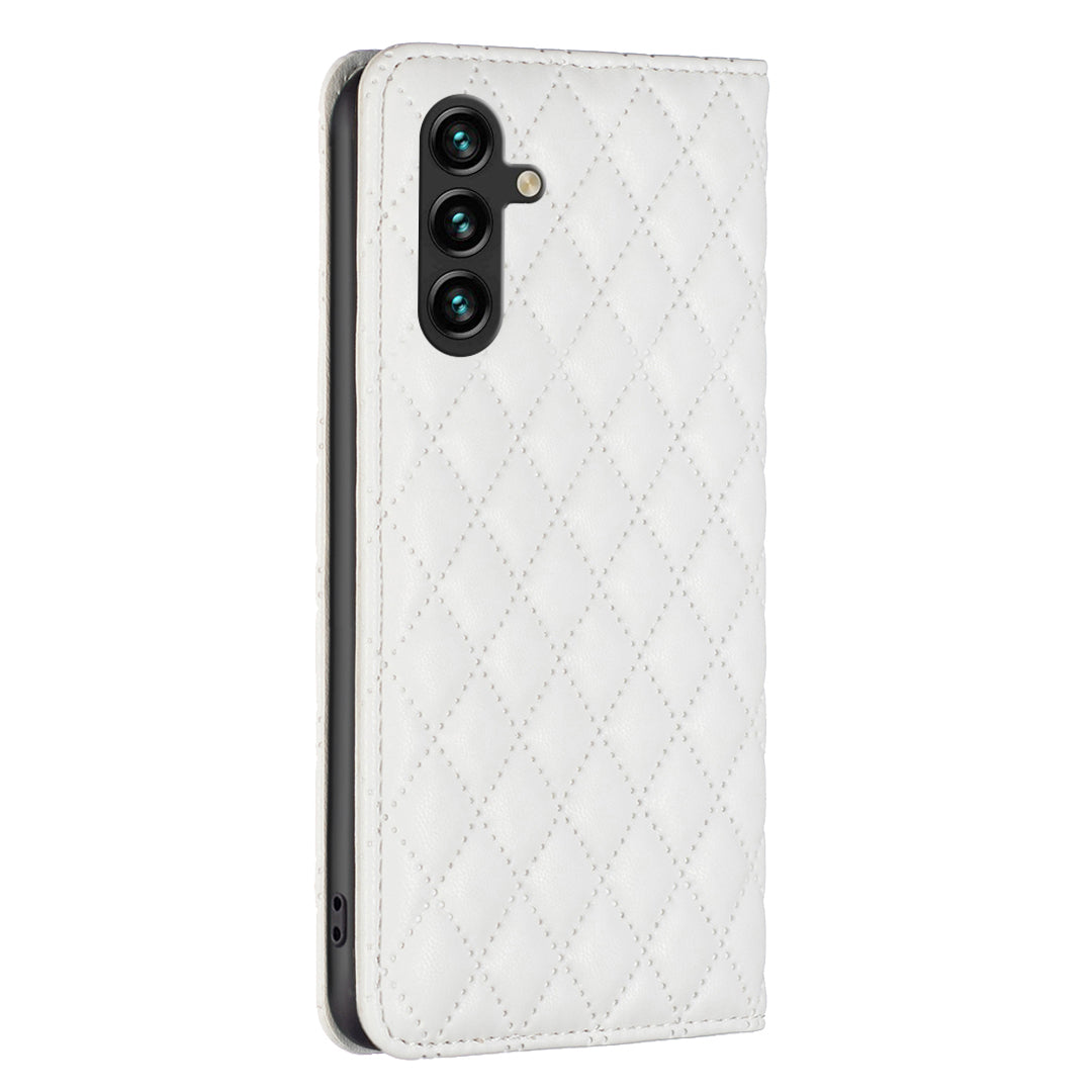 BINFEN COLOR BF Style-16 For Samsung Galaxy A16 5G / A16 4G Case Leather Phone Cover with 2 Card Slots - White