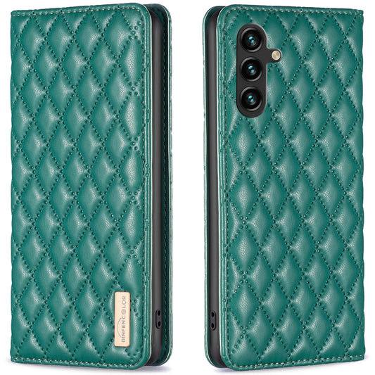 BINFEN COLOR BF Style-16 For Samsung Galaxy A16 5G / A16 4G Case Leather Phone Cover with 2 Card Slots - Green