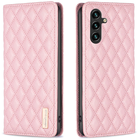 BINFEN COLOR BF Style-16 For Samsung Galaxy A16 5G / A16 4G Case Leather Phone Cover with 2 Card Slots - Pink