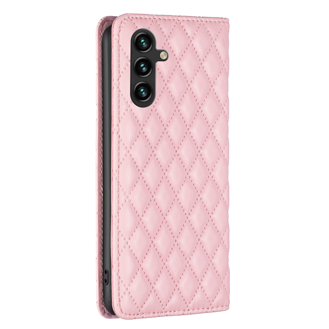 BINFEN COLOR BF Style-16 For Samsung Galaxy A16 5G / A16 4G Case Leather Phone Cover with 2 Card Slots - Pink