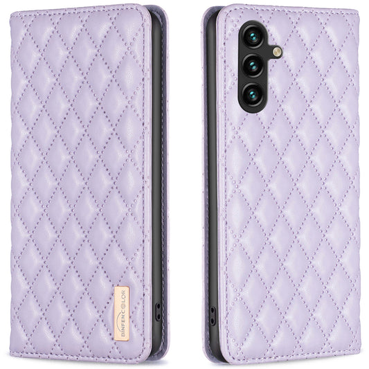 BINFEN COLOR BF Style-16 For Samsung Galaxy A16 5G / A16 4G Case Leather Phone Cover with 2 Card Slots - Purple