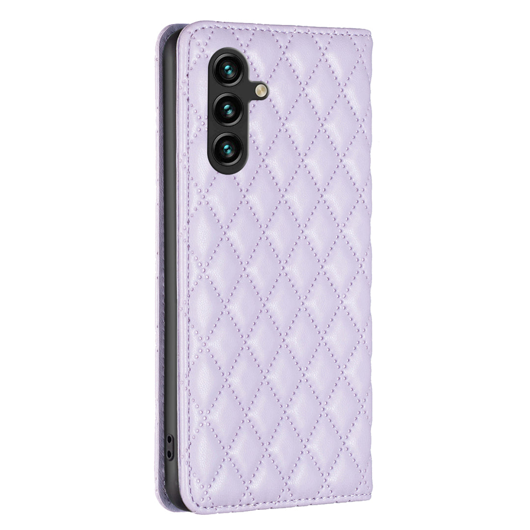 BINFEN COLOR BF Style-16 For Samsung Galaxy A16 5G / A16 4G Case Leather Phone Cover with 2 Card Slots - Purple