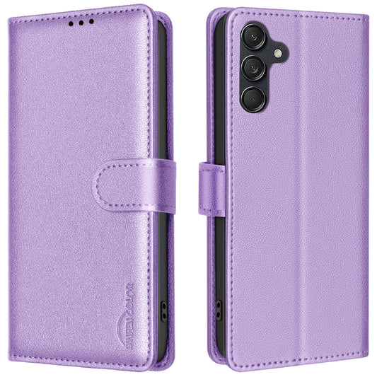 BINFEN COLOR BF32 For Samsung Galaxy A16 5G / A16 4G Leather Case Wallet RFID Blocking Phone Cover - Purple