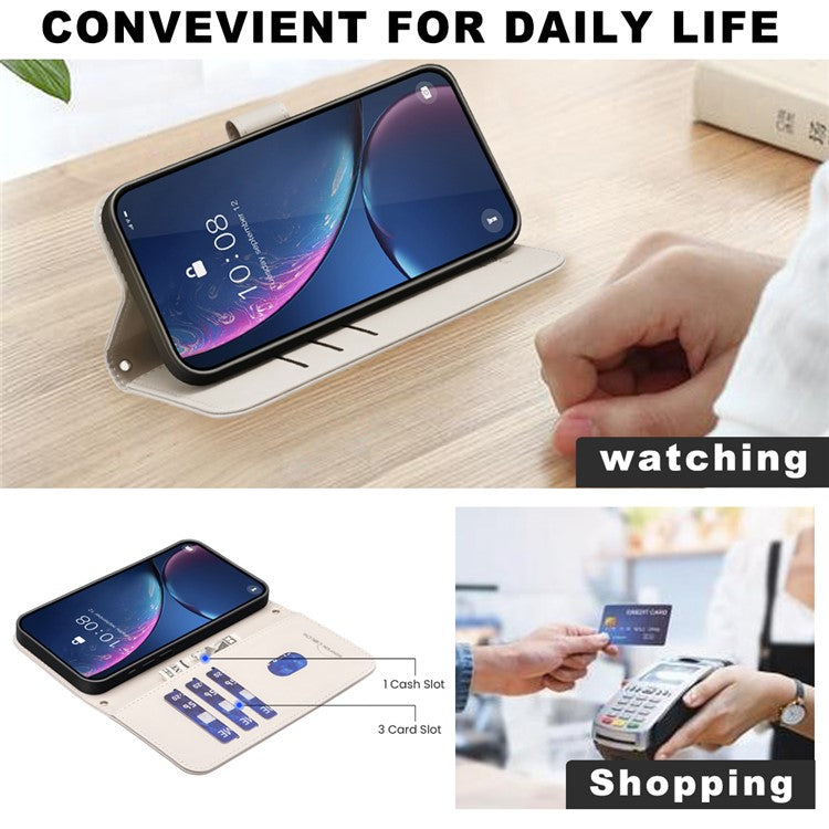 BINFEN COLOR BF34 for Samsung Galaxy A16 5G Leather Case Wallet Square Grid Phone Cover - Beige