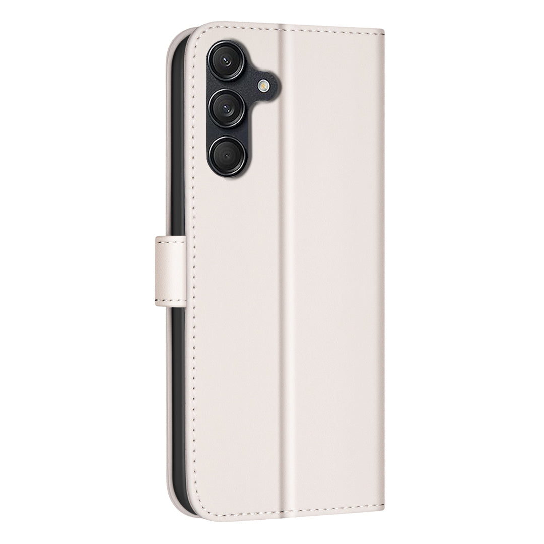 BINFEN COLOR BF34 for Samsung Galaxy A16 5G / A16 4G Leather Case Wallet Square Grid Phone Cover - Beige