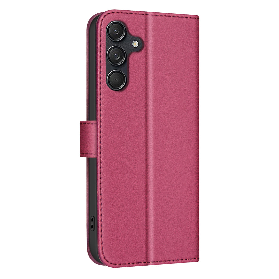 BINFEN COLOR BF34 for Samsung Galaxy A16 5G / A16 4G Leather Case Wallet Square Grid Phone Cover - Red