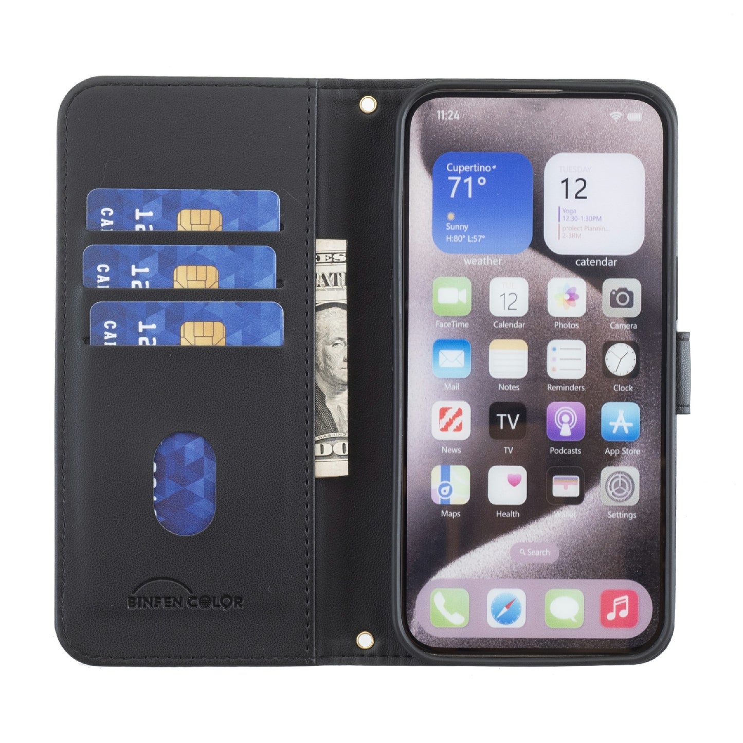 BINFEN COLOR BF34 for Samsung Galaxy A16 5G / A16 4G Leather Case Wallet Square Grid Phone Cover - Black