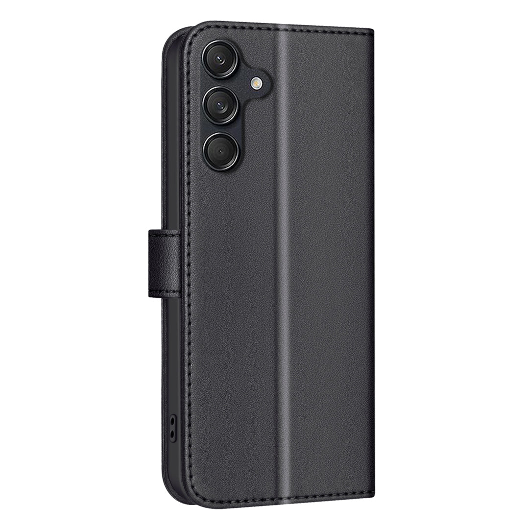 BINFEN COLOR BF34 for Samsung Galaxy A16 5G / A16 4G Leather Case Wallet Square Grid Phone Cover - Black