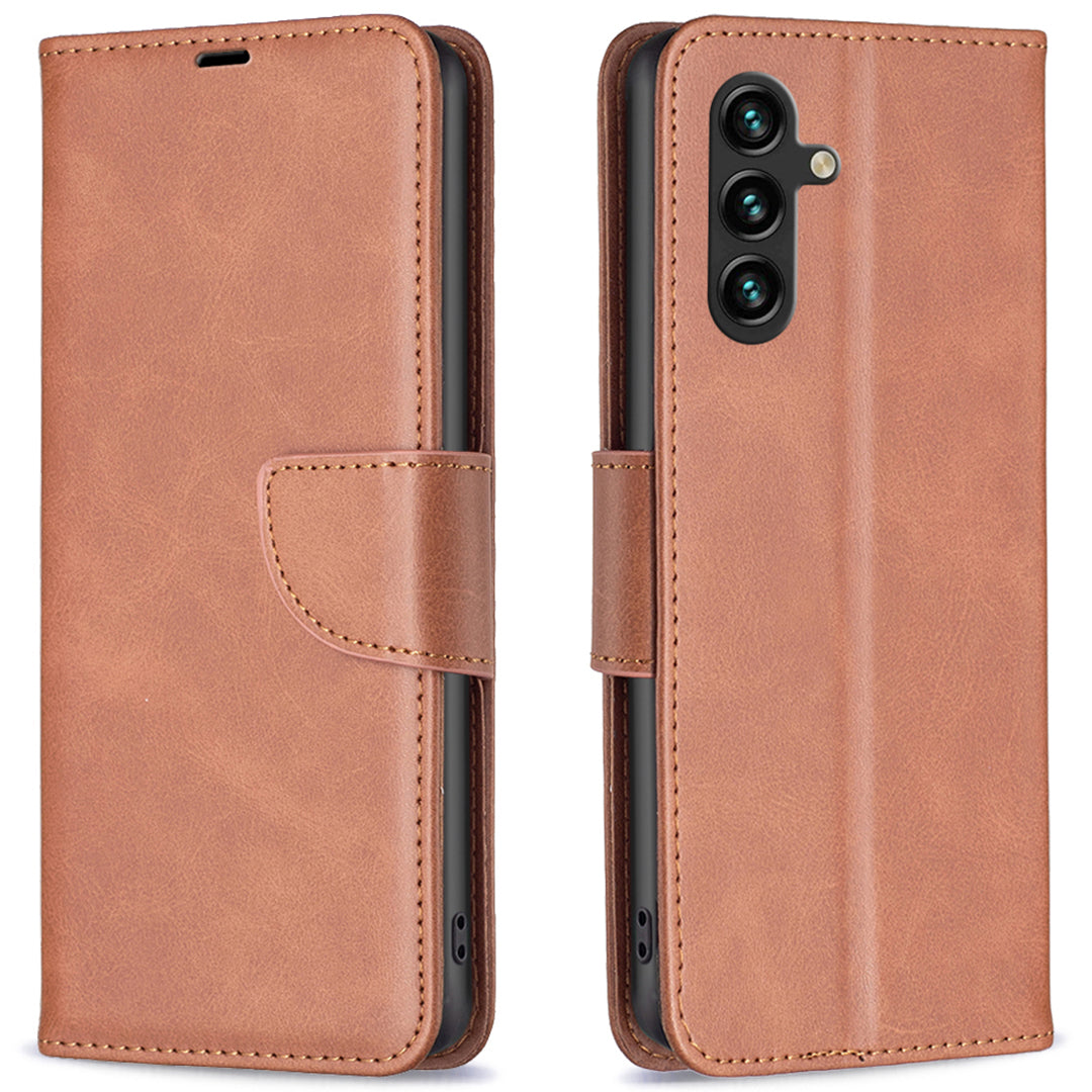 For Samsung Galaxy A16 5G / A16 4G Case Shockproof PU Leather Cover with Wallet Card Slots - Brown