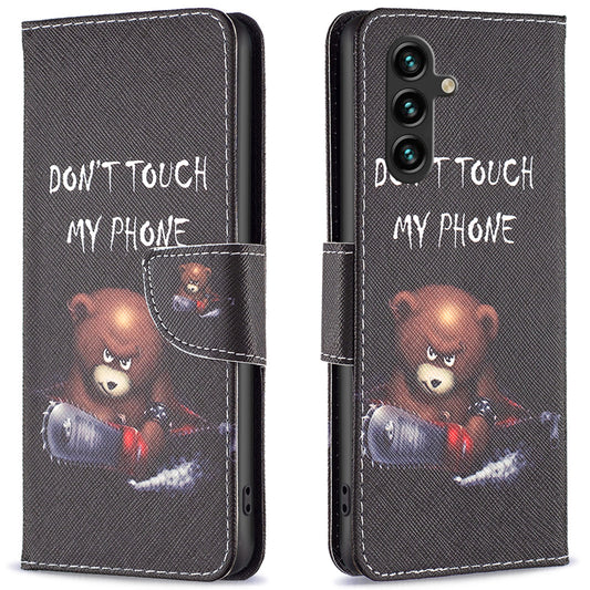 For Samsung Galaxy A16 5G / A16 4G Wallet Case Pattern Print Phone Leather Cover - Bear