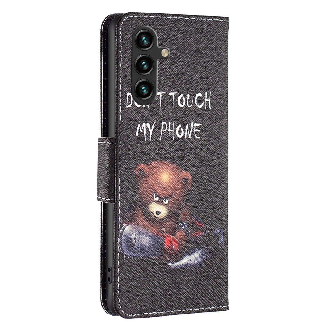 For Samsung Galaxy A16 5G / A16 4G Wallet Case Pattern Print Phone Leather Cover - Bear