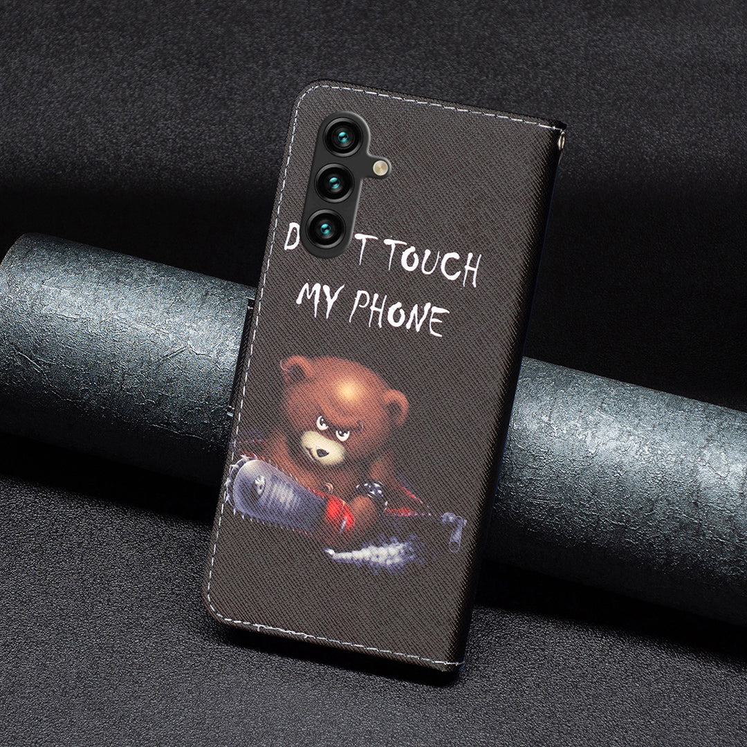 For Samsung Galaxy A16 5G / A16 4G Wallet Case Pattern Print Phone Leather Cover - Bear