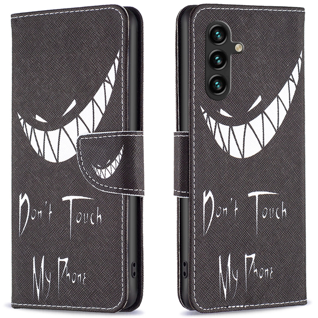 For Samsung Galaxy A16 5G / A16 4G Wallet Case Pattern Print Phone Leather Cover - Don&#39;t Touch My Phone