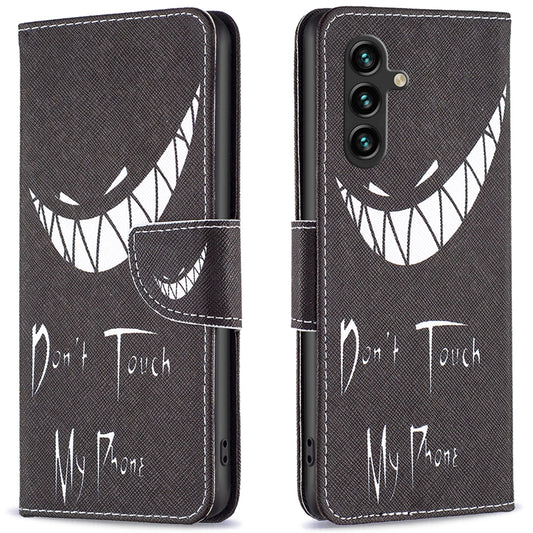 For Samsung Galaxy A16 5G / A16 4G Wallet Case Pattern Print Phone Leather Cover - Don&#39;t Touch My Phone