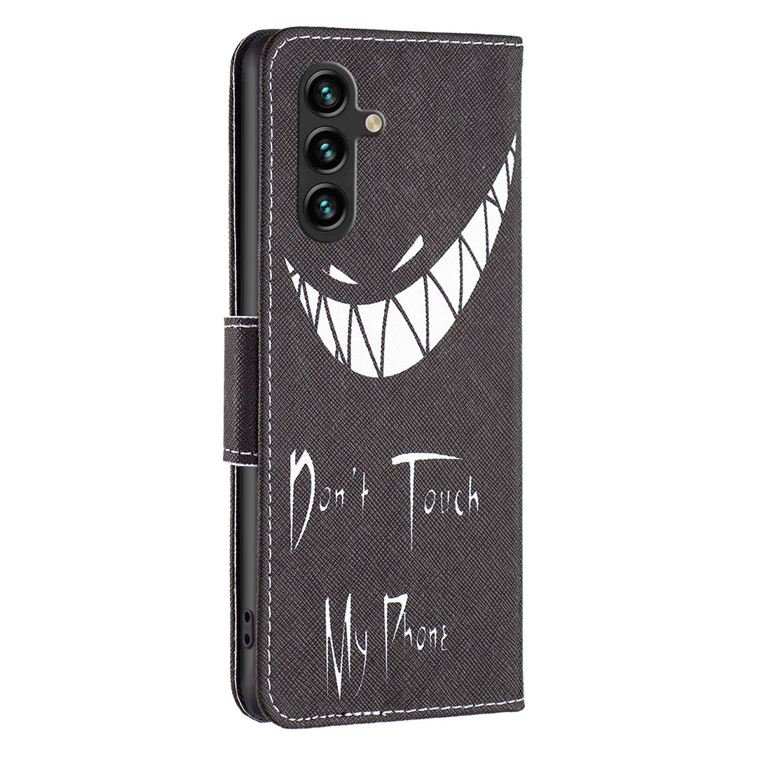 For Samsung Galaxy A16 5G / A16 4G Wallet Case Pattern Print Phone Leather Cover - Don&#39;t Touch My Phone