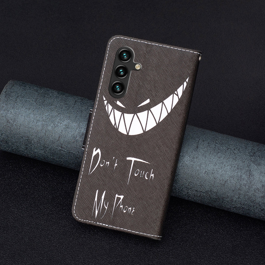 For Samsung Galaxy A16 5G / A16 4G Wallet Case Pattern Print Phone Leather Cover - Don&#39;t Touch My Phone
