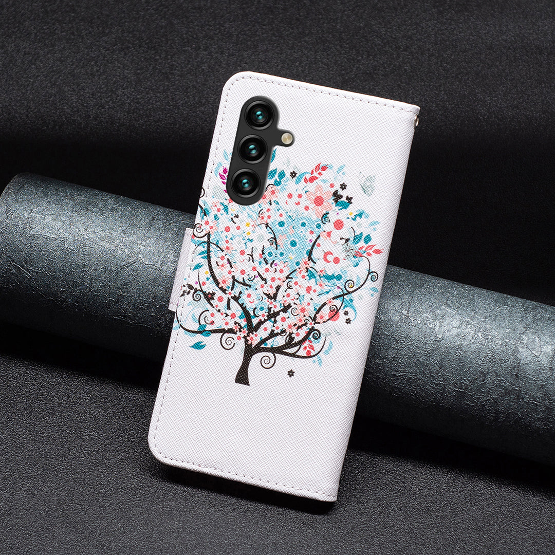 For Samsung Galaxy A16 5G / A16 4G Wallet Case Pattern Print Phone Leather Cover - Flower Tree