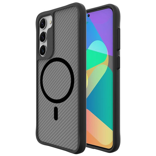 For Samsung Galaxy S23 Magnetic Case Slim Fit Phone Cover Carbon Fiber Texture - Black