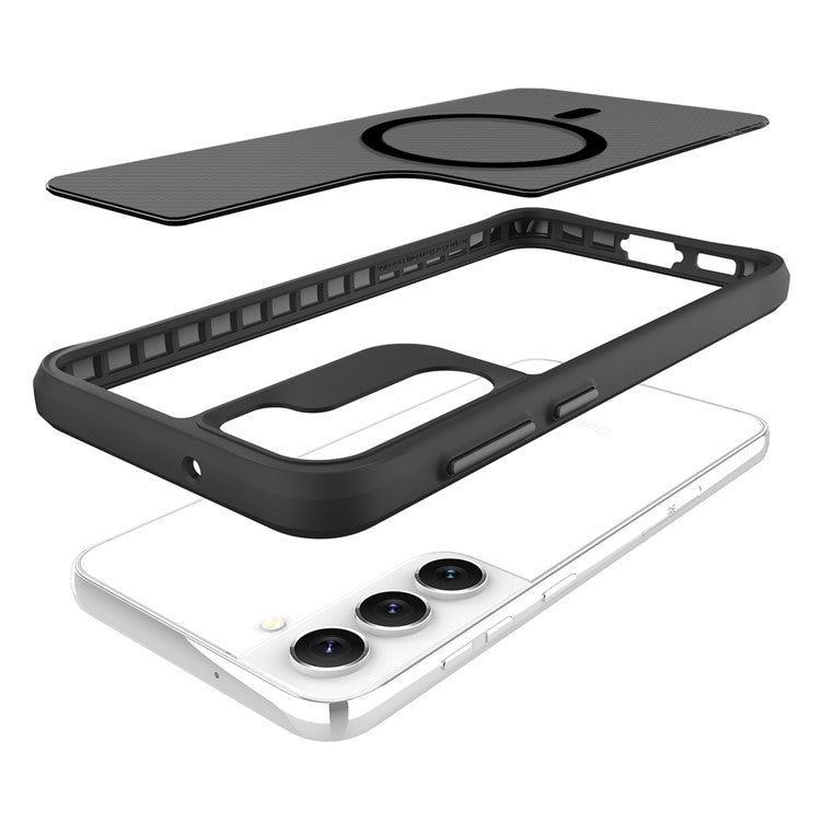 For Samsung Galaxy S23 Magnetic Case Slim Fit Phone Cover Carbon Fiber Texture - Black