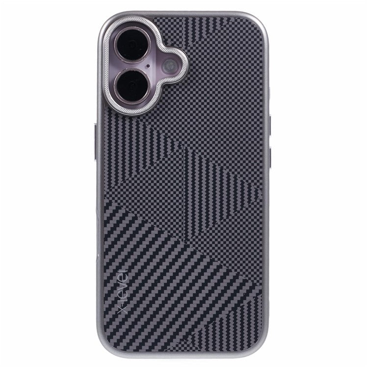 X-LEVEL For iPhone 16 Case Rhombus Splicing Hard PC Shockproof  Phone Cover - Titanium Grey