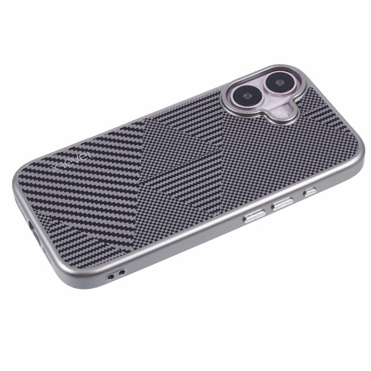 X-LEVEL For iPhone 16 Case Rhombus Splicing Hard PC Shockproof  Phone Cover - Titanium Grey